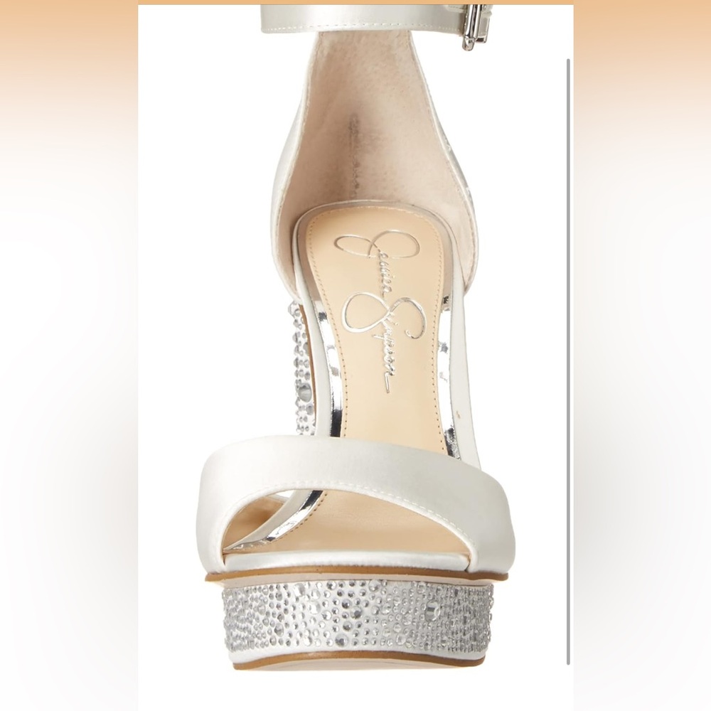 Jessica Simpson White and Silver Heels